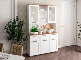 Буфет Катерини (дуб бельмунд/белое дерево) в Вьюнах - vyuny.mebel-nsk.ru | фото