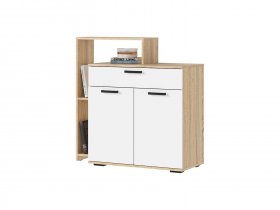 Комод 1000 КМ-01 Санса (дуб сонома/белый) в Вьюнах - vyuny.mebel-nsk.ru | фото