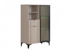 Комод 2 со стеклом Рич (кашемир/фрапучино матовый/черный) в Вьюнах - vyuny.mebel-nsk.ru | фото
