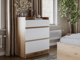 Комод 3 ящика Брауни (дуб делано/белый) в Вьюнах - vyuny.mebel-nsk.ru | фото