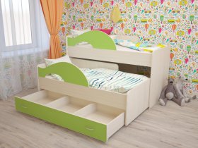 Кровать детская двухуровневая Радуга 80*160 в Вьюнах - vyuny.mebel-nsk.ru | фото
