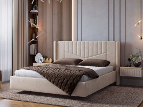Кровать двуспальная 1,6м Диор (кашемир суфле (велюр)) в Вьюнах - vyuny.mebel-nsk.ru | фото