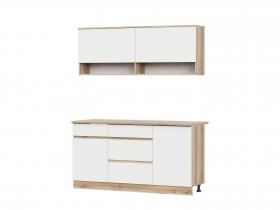 Кухонный гарнитур 1,6м Брауни (дуб делано/белый) в Вьюнах - vyuny.mebel-nsk.ru | фото