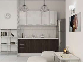 Кухонный гарнитур МДФ Выгодно и точка 2,0 м (белый глянец/ироко) в Вьюнах - vyuny.mebel-nsk.ru | фото