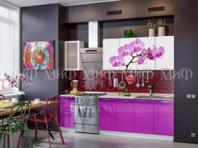 Кухонный гарнитур Орхидея (фиолетовый) в Вьюнах - vyuny.mebel-nsk.ru | фото