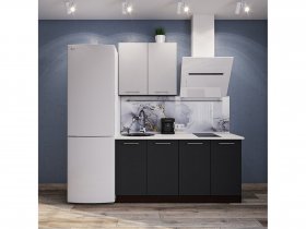 Модульная кухня Классика (белый глянец/черный) в Вьюнах - vyuny.mebel-nsk.ru | фото