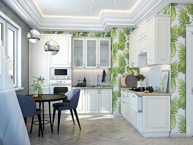 Модульная кухня Ницца (дуб кремовый) в Вьюнах - vyuny.mebel-nsk.ru | фото