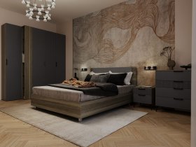 Модульная спальня Борнео (джара темная/хангва) в Вьюнах - vyuny.mebel-nsk.ru | фото