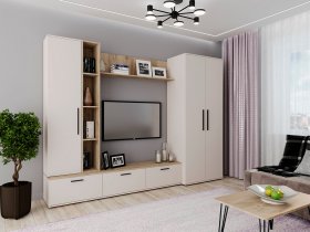 Модульная стенка Верона (сатин/дуб крафт серый) в Вьюнах - vyuny.mebel-nsk.ru | фото