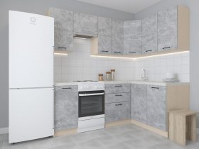 Модульная угловая кухня 1,4м*2,1м Лада (цемент) в Вьюнах - vyuny.mebel-nsk.ru | фото