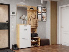 Прихожая Монтана (дуб крафт золотой/белый) в Вьюнах - vyuny.mebel-nsk.ru | фото