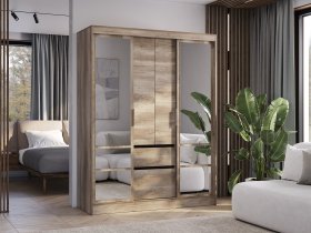 Шкаф-купе ШКК-06 Энигма (венге/дуб каньон) в Вьюнах - vyuny.mebel-nsk.ru | фото