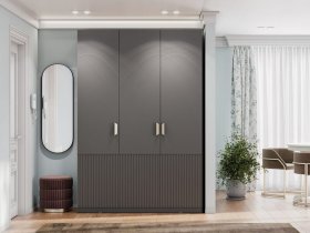 Шкаф трехстворчатый Эккервуд (Нью) (графит) в Вьюнах - vyuny.mebel-nsk.ru | фото