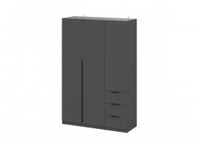 Шкаф трехстворчатый с ящиками ШК-22 (графит) в Вьюнах - vyuny.mebel-nsk.ru | фото