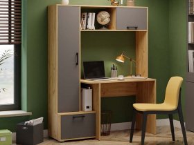 Стол письменный тип 15 (дуб крафт золотой/графит серый) в Вьюнах - vyuny.mebel-nsk.ru | фото