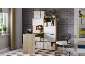 Стол письменный тип 7 (дуб сонома/белый ясень) в Вьюнах - vyuny.mebel-nsk.ru | фото
